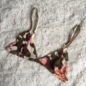 Vintage Sheer Camo & Floral Triangle Bralette